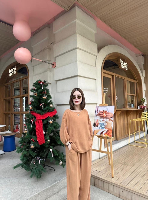 Women Casual Stripes Linen Comfy Co-Ord Sets